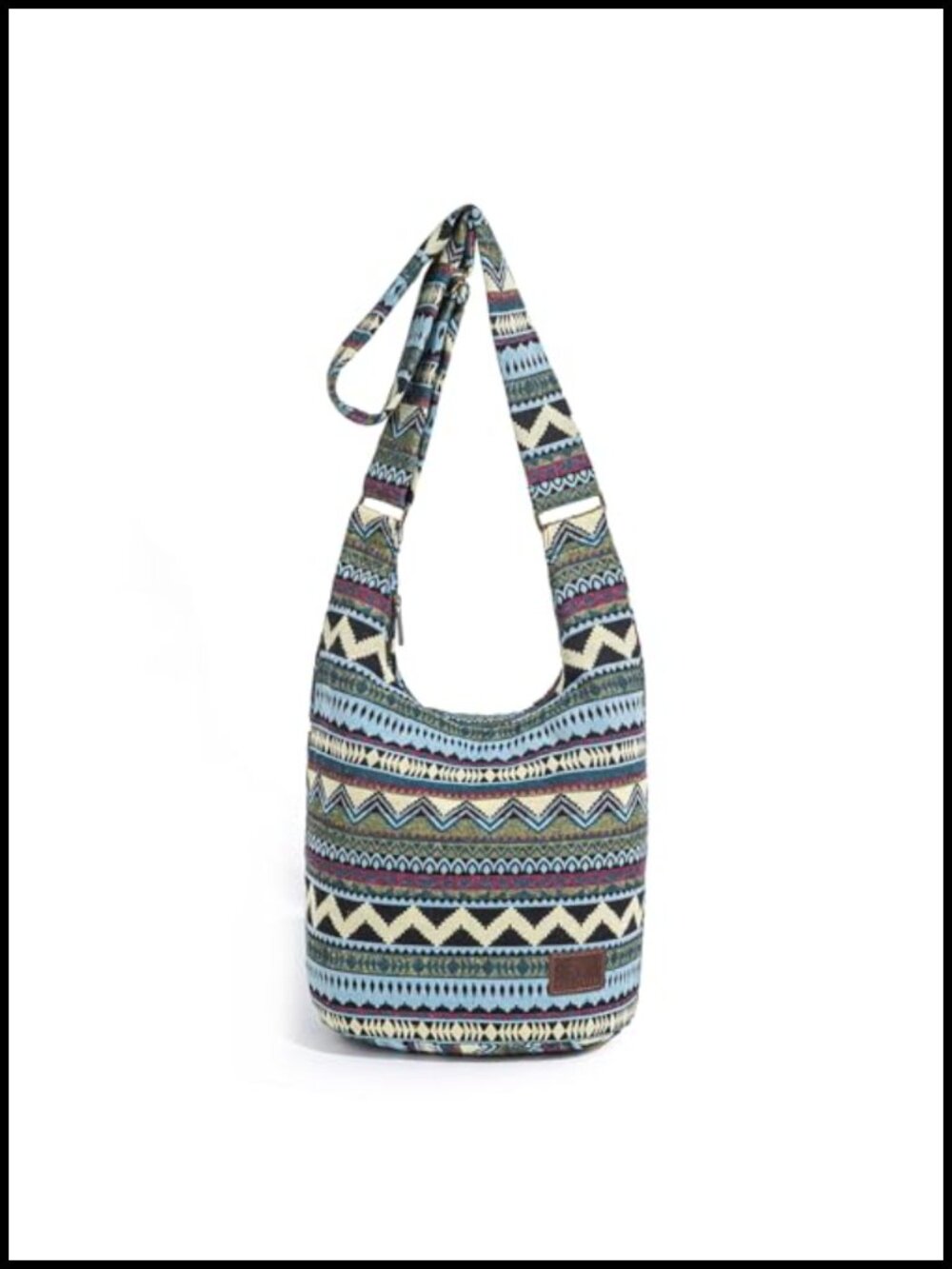 Canvas Hippie Crossbody Sling Bag Large Capacity Top Zip Shoulder Purse
